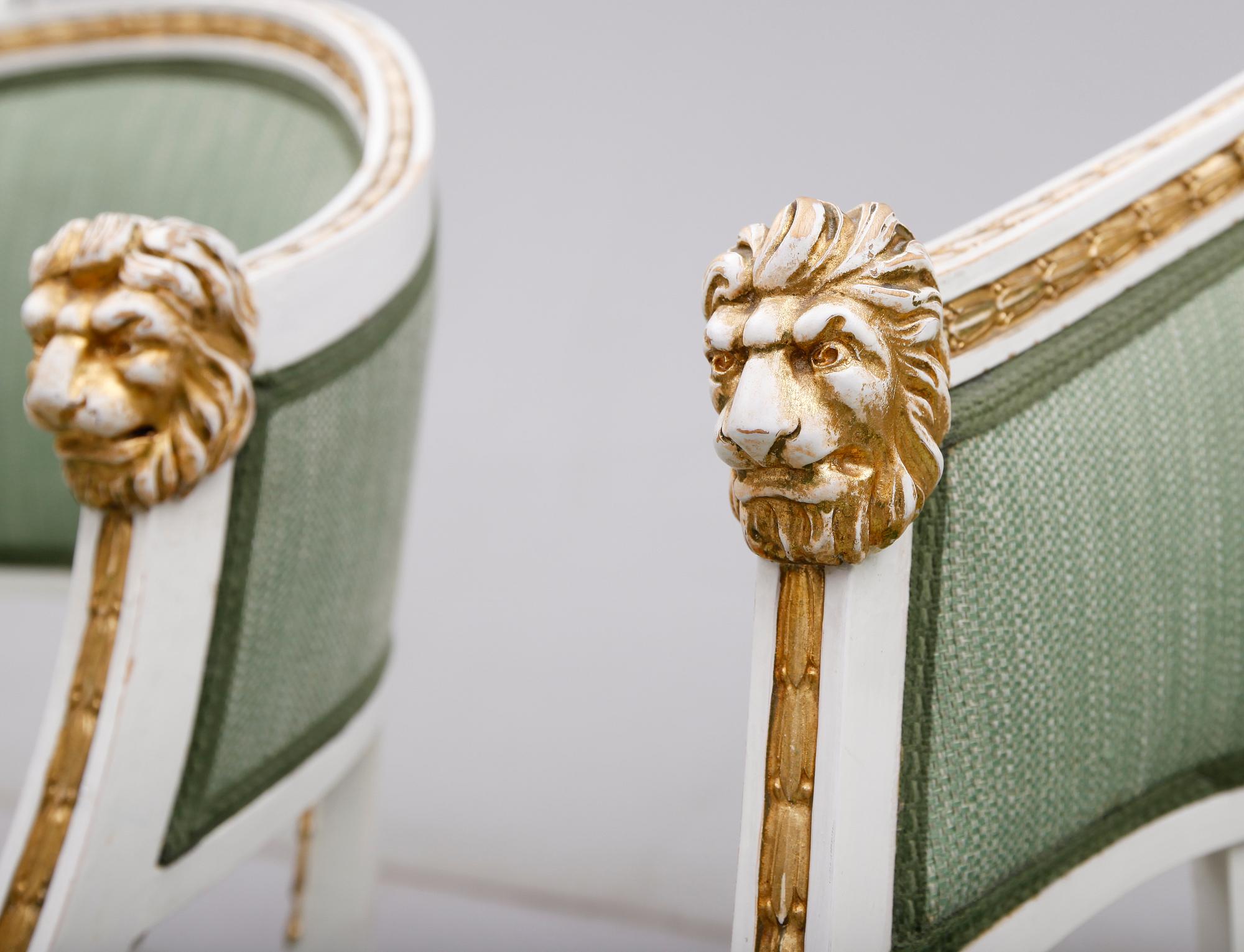 BALJFÅTÖLJER, 1 par, empirestil, omkring år 1900.