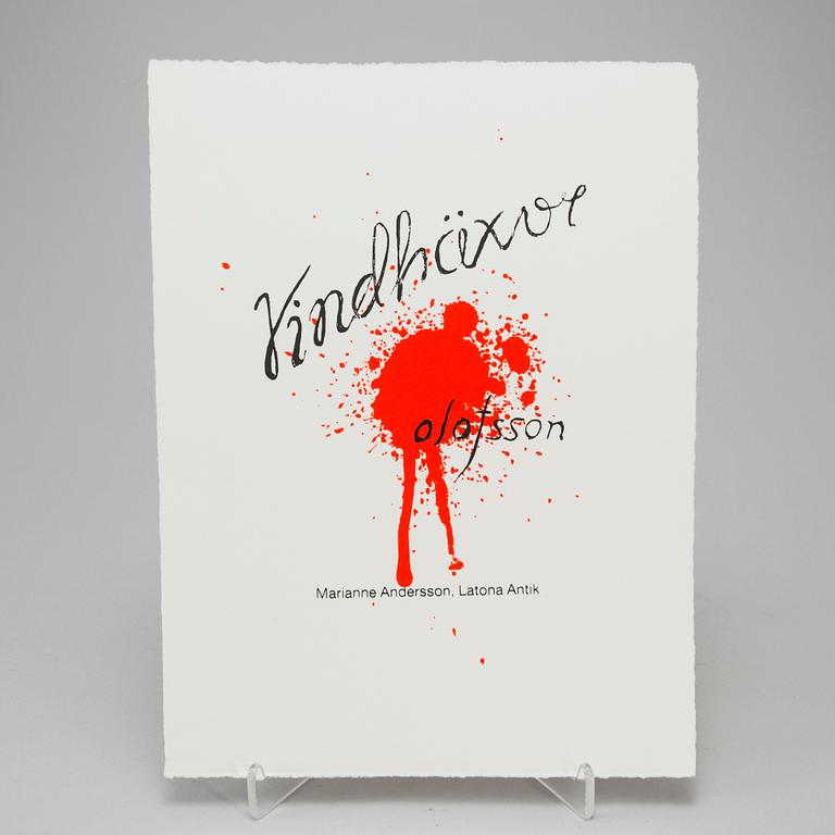 PIERRE OLOFSSON, graphic portfolio with 5 etchings, one of which handcoloured with bodycolour. Edition 78/100.