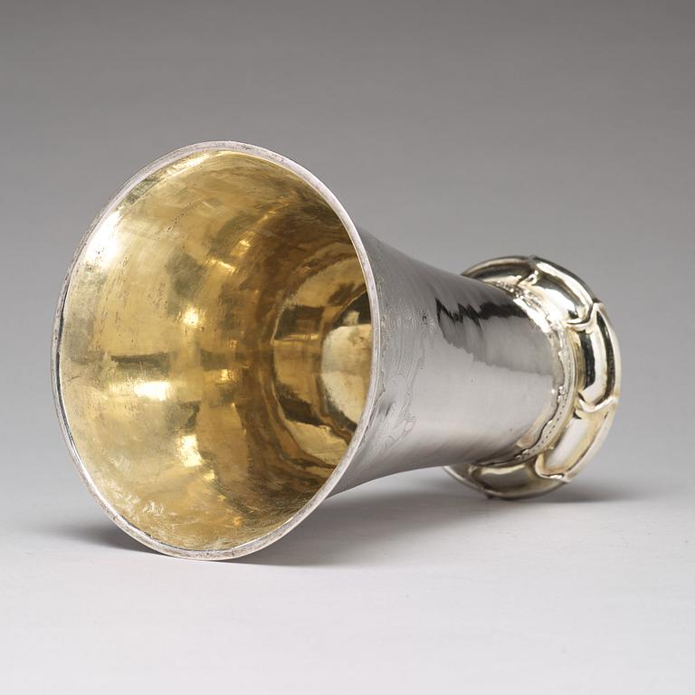 A Swedish 18th century parcel-gilt silver beaker, mark of Sven Örn, Stockholm 1757.