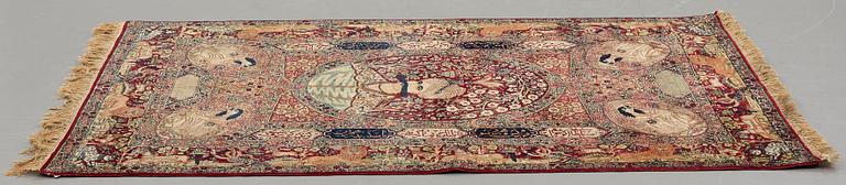 A rug, antique Kerman Laver figural, ca 209,5-211 x 131-133,5 cm.