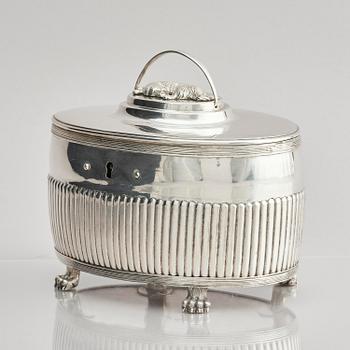 A Swedish early 19th century silver sugar casket, mark of Gustaf Folcker, Stockholm 1818.