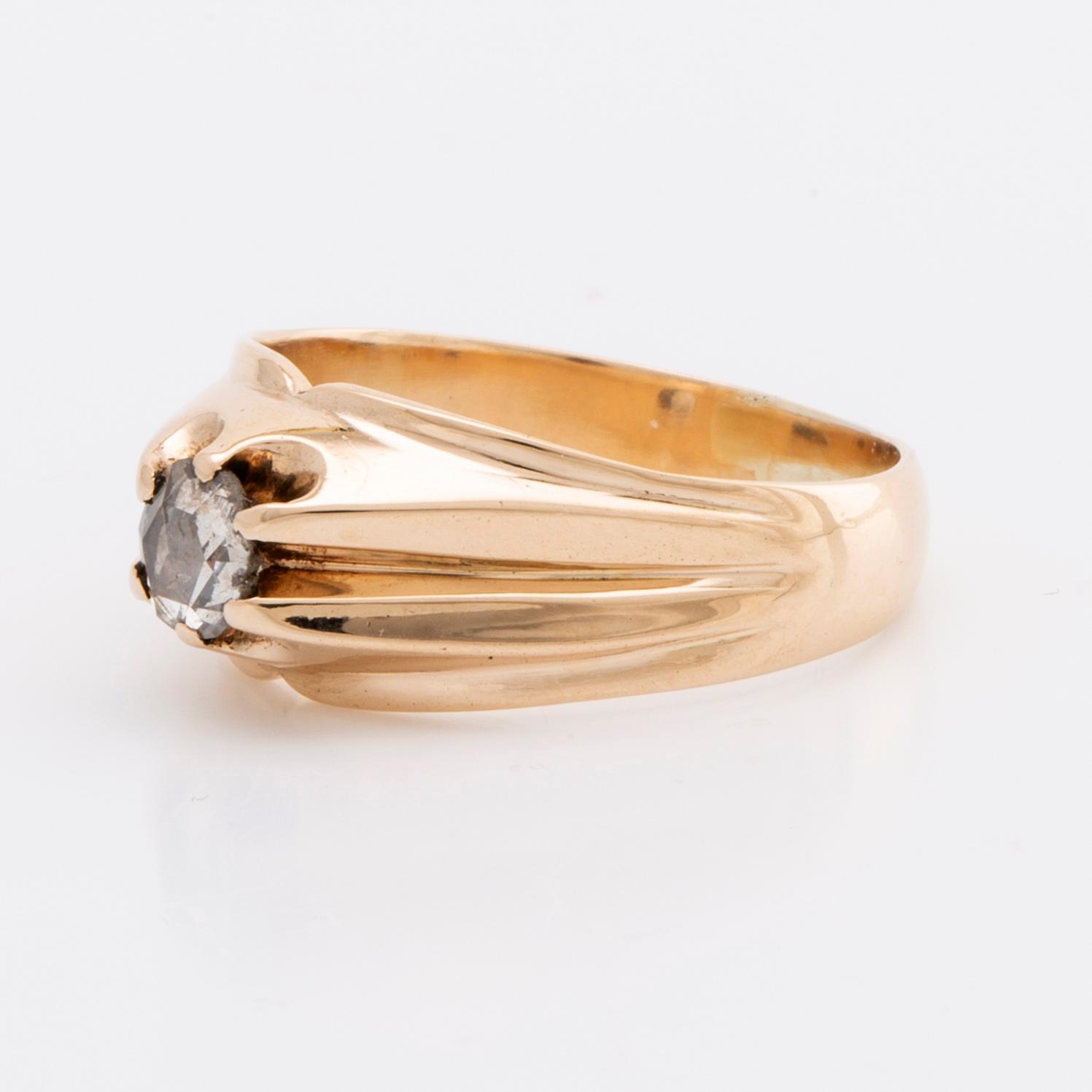 RING 14K gold 1 rose-cut diamond approx 0,15 ct.