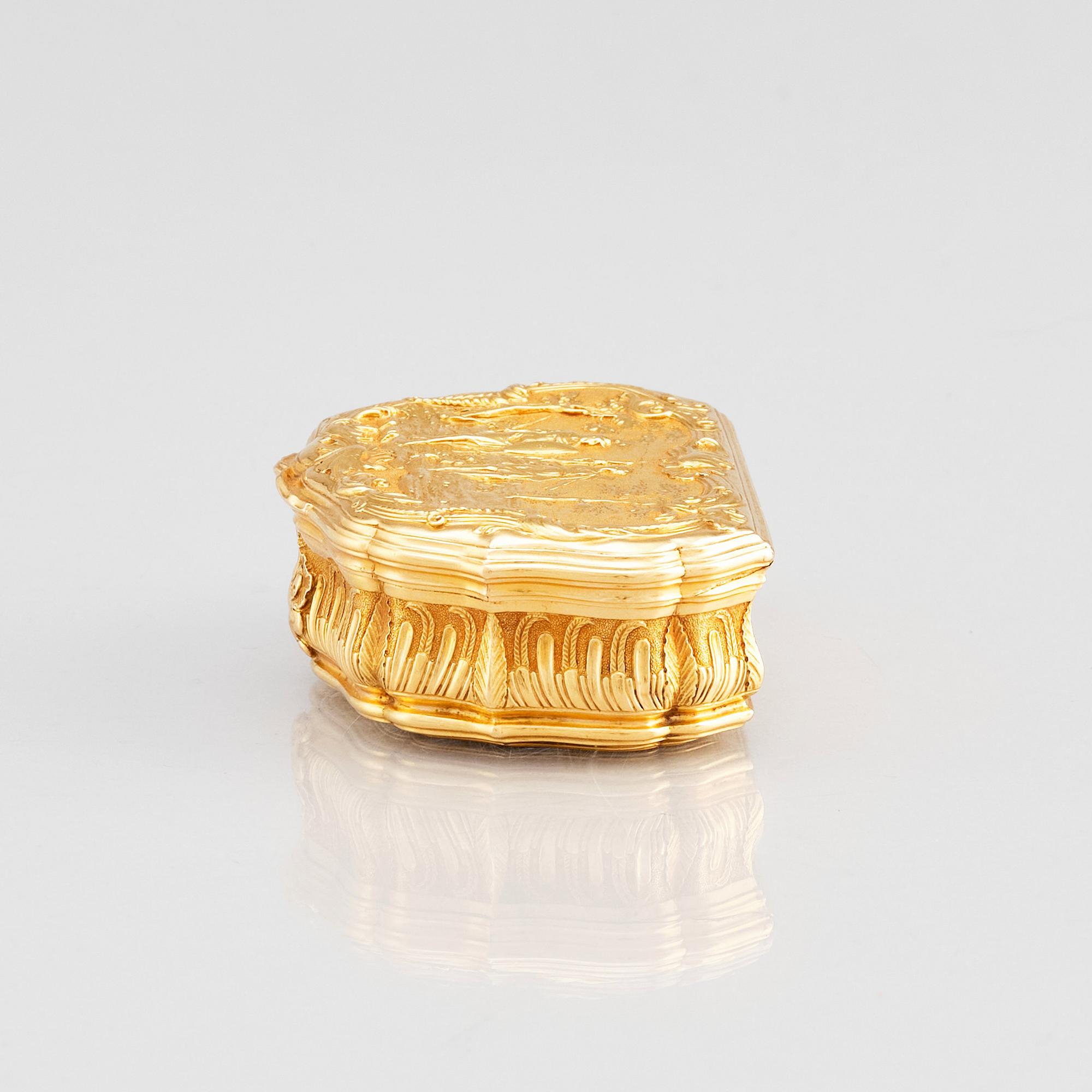 Frantz Bergs, dosa, guld, (verksam i Stockholm 1725-1777) 1700-talets mitt. Rokoko.