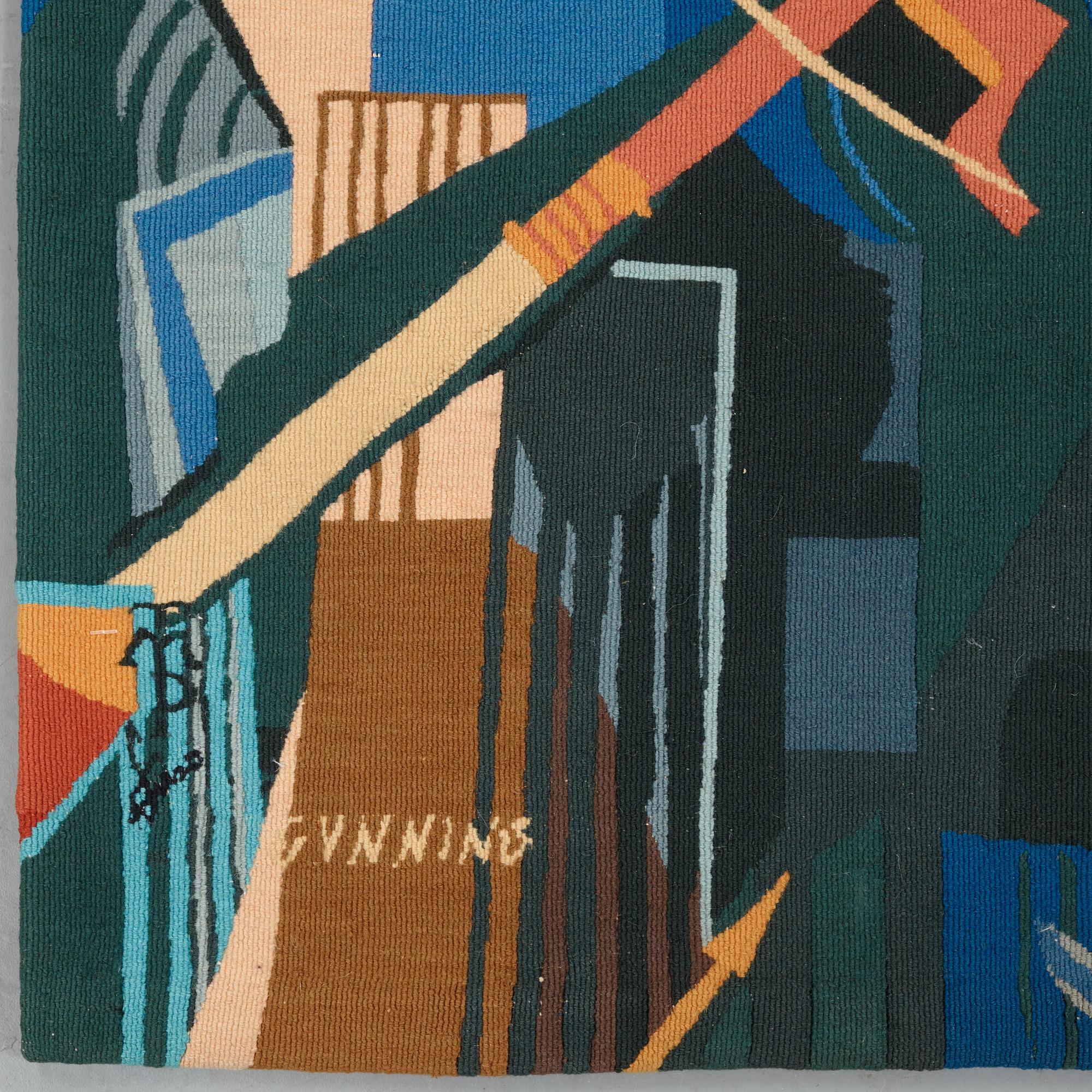 Lars Gynning, vävd tapet, "Viking" ("Gånge Rolf"), slätväv, ca 114-115 x 165,5-167,5 cm, signerad MTP Fino GYNNING.