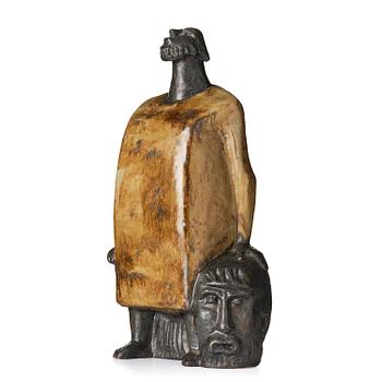 98. Åke Holm, a glazed stoneware sculpture, "David and Goliath", Höganäs 1950s.