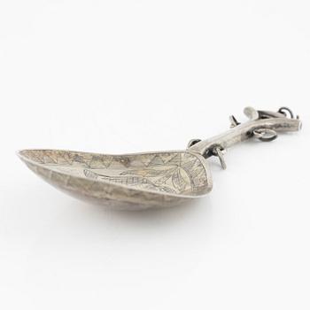 Skrammelsked, silver, Skandinavien, 1700-tal, ostämplad.