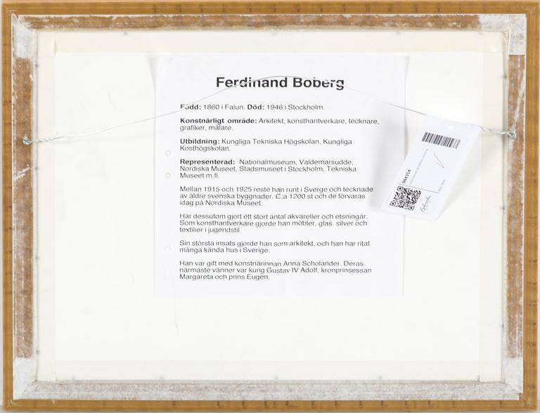 FERDINAND BOBERG, etching, signed.