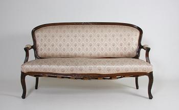 SALONGSMÖBLEMANG, 5 delar, rokokostil, 1900-talets mitt.