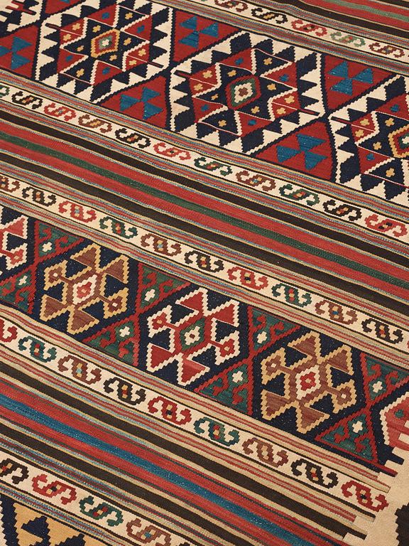 CARPET. Antique Shasavan Kilim. 317 x 148 cm.