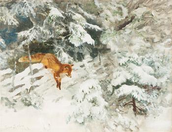Bruno Liljefors, Fox by a fence.