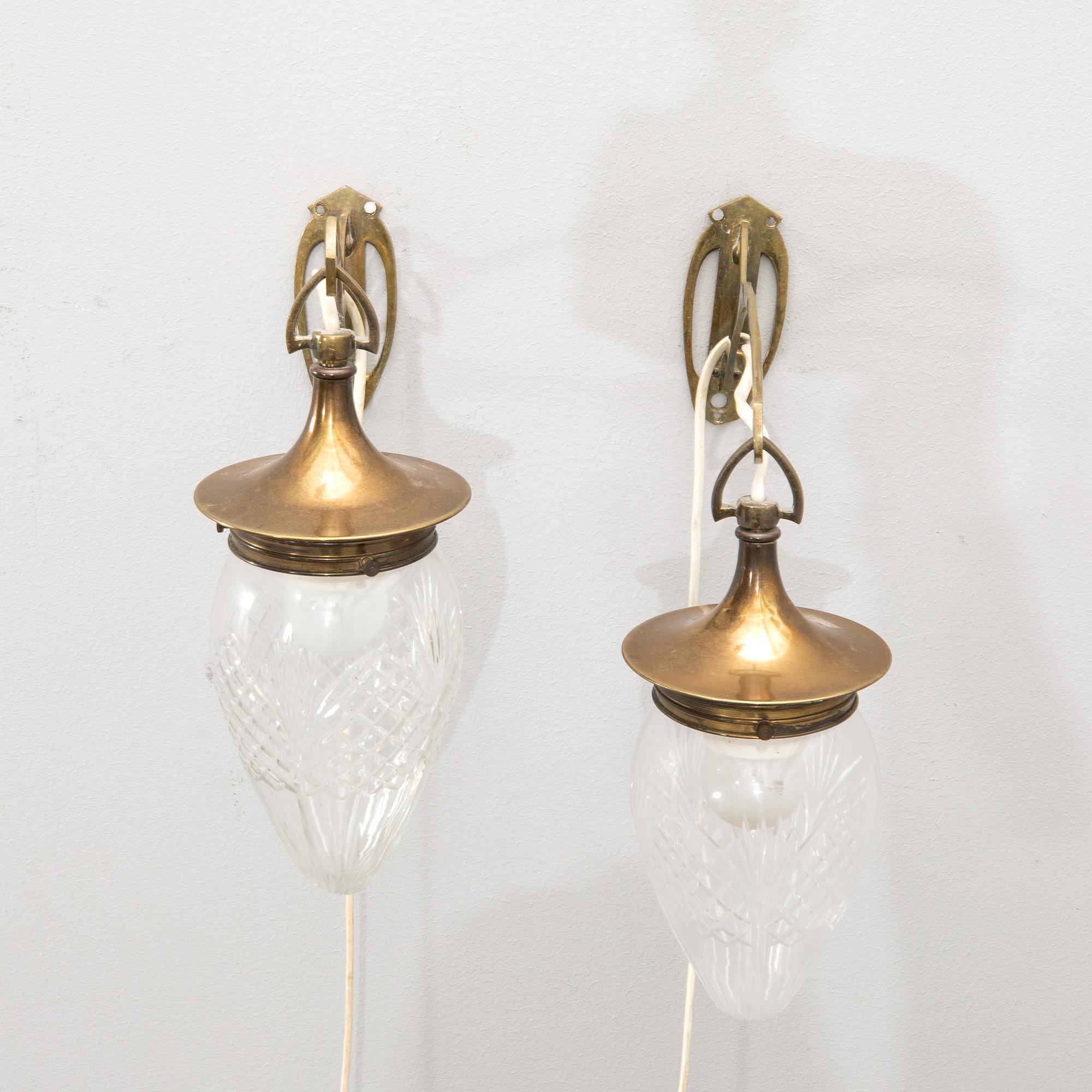 Wall lamps, a pair, Art Nouveau, circa 1900.