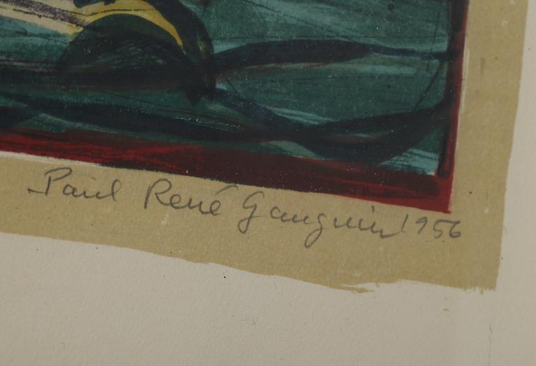 PAUL RENÉ GAUGUIN, färglitografi, signerad, numrerad 154/206 och daterad 1956.