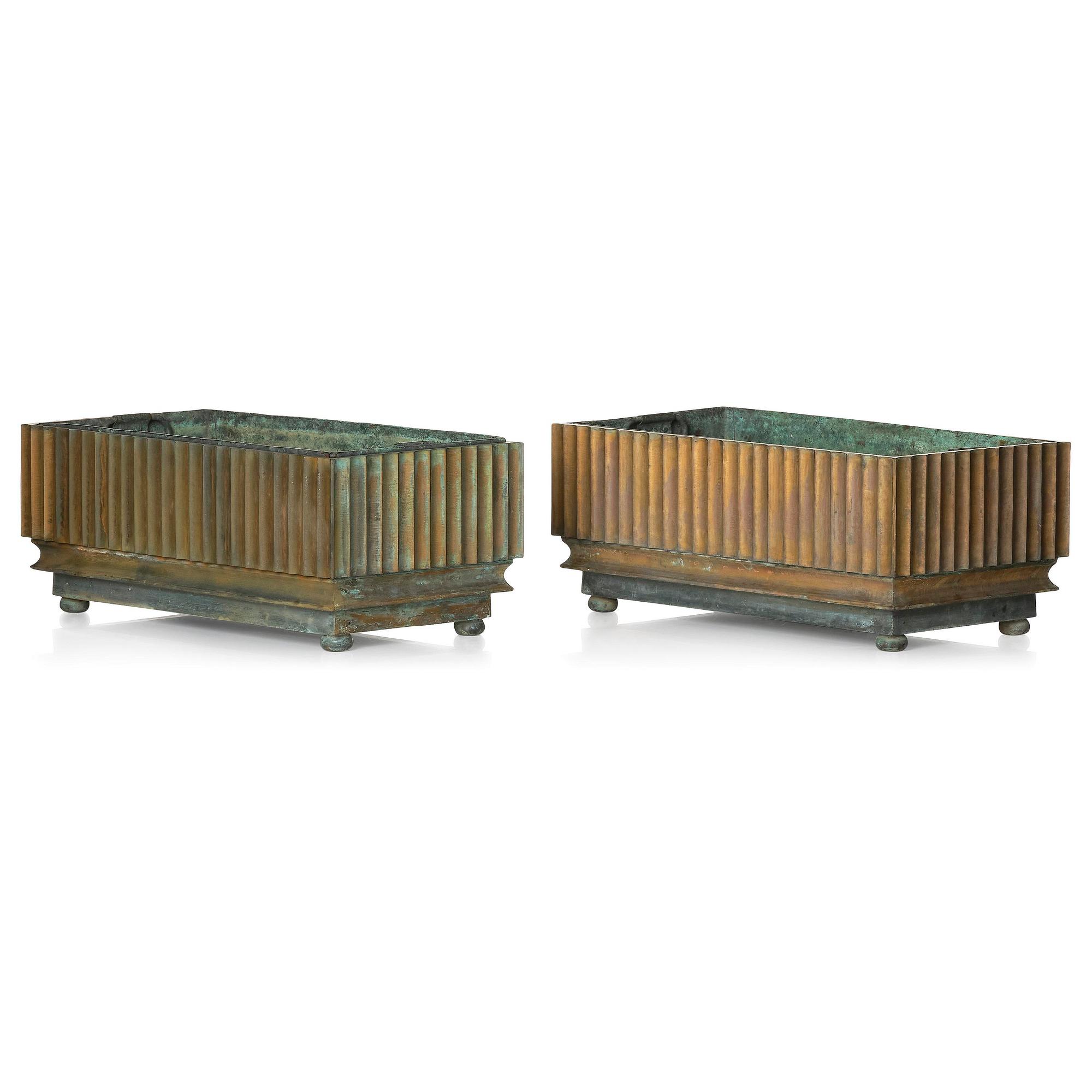 Swedish Grace, a pair of bronze planters, 1920s-1930s.