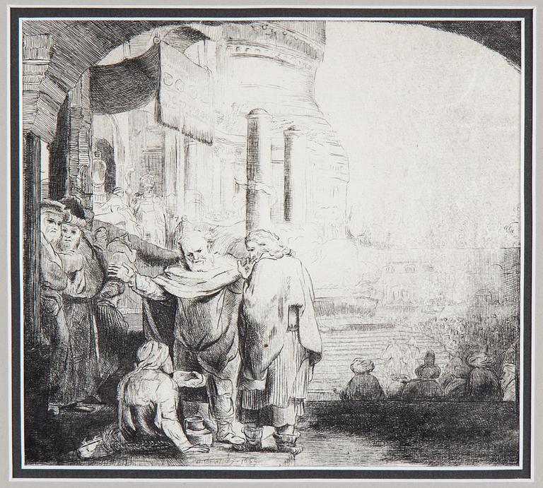 REMBRANDT HARMENSZ VAN RIJN, etching, later print, probably by Basan, 18 th century.