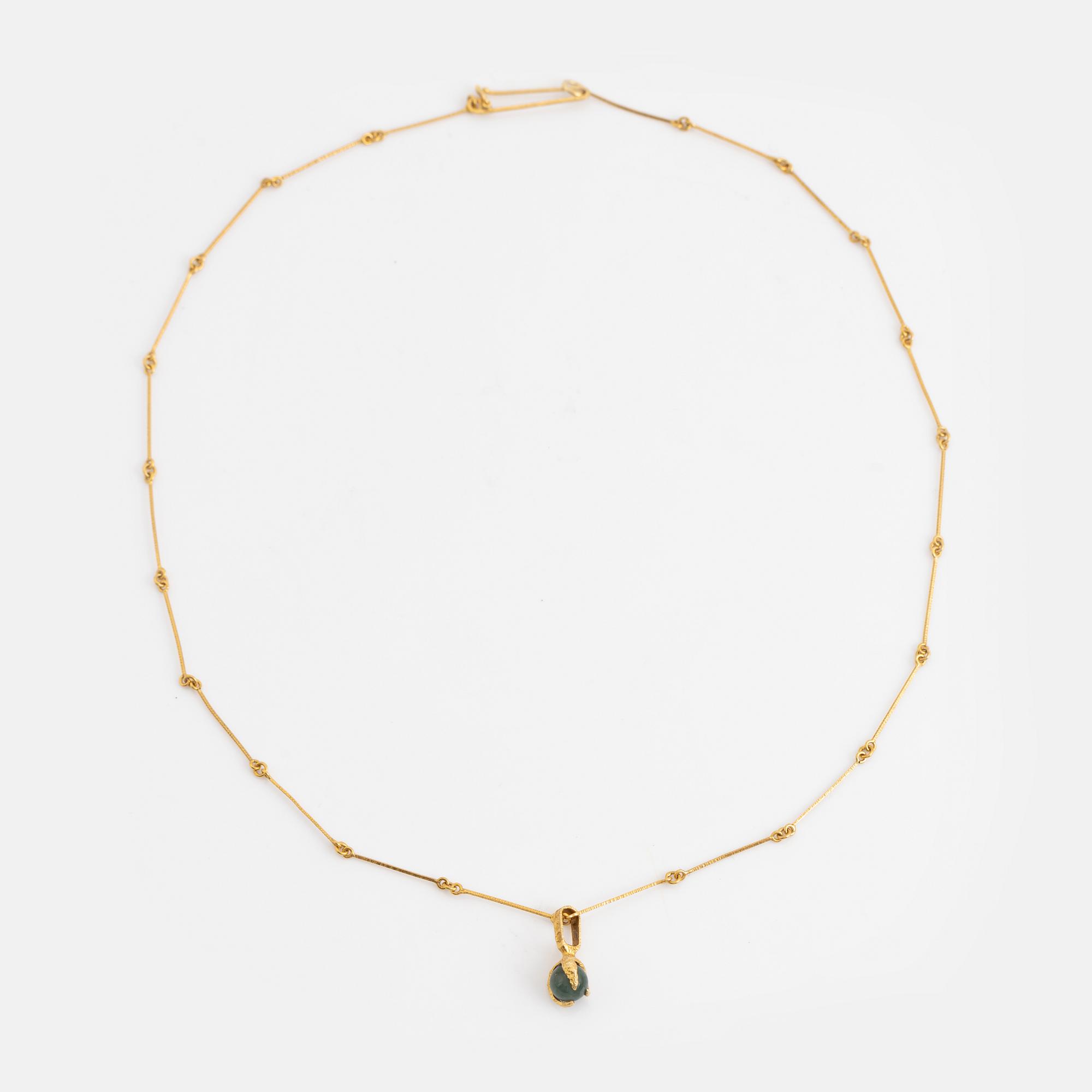 Björn Weckström, hänge "Guldmossa" med kedja, 14K guld, mossagat, Lapponia 1971 och 1986.