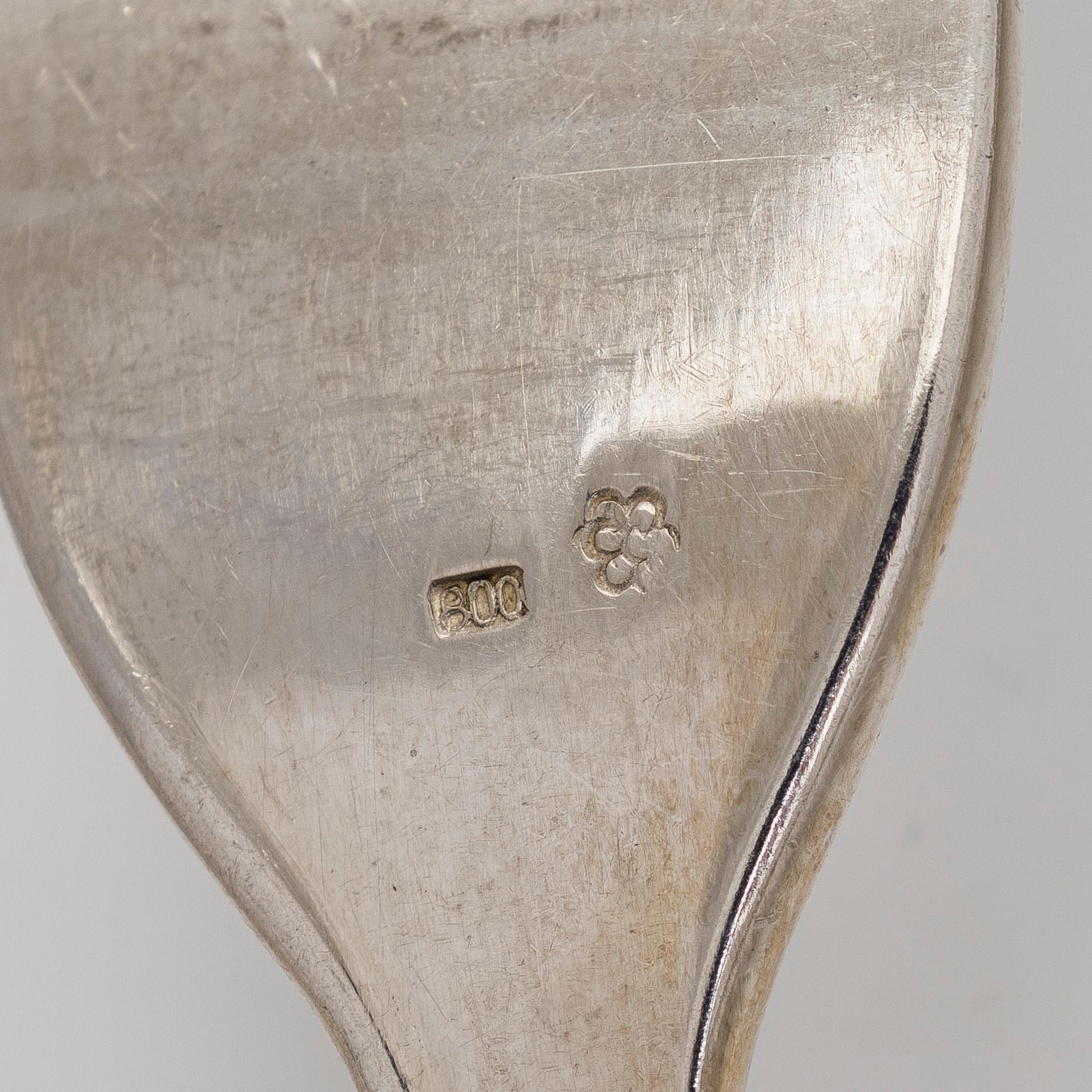 Ten silver utensils, Czechoslovakia 1945-49.