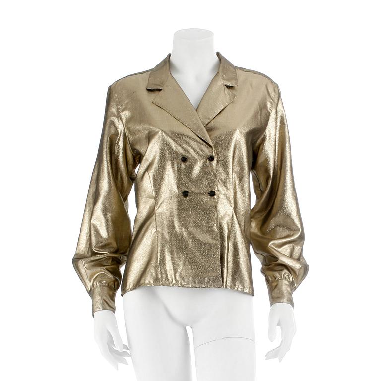CHRISTIAN DIOR, a goldlamé jacket / shirt. Size 8.