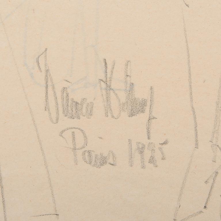 OKÄND KONSTNÄR, blyertsteckning, otydligt signerad och daterad Paris 1925.