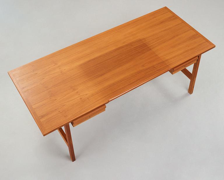 HANS J WEGNER, a "AT325A" teak and steel desk, Andreas Tuck, Denmark 1960's.