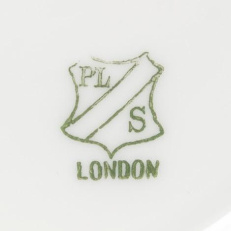 TEKOPPAR, 12 st, porslin, "London" Pfeiffer & Löwenstein, Schlackenwerth, Böhmen sekelskiftet 1800/1900.