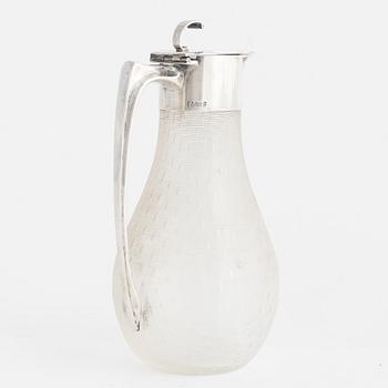 Silver and glass decanter, Gebrüder Deyhle, Schwäbisch Gmünd, Germany, around 1910.