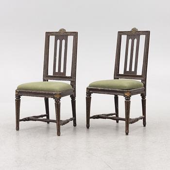 Stolar, ett par, Stockholmsarbeten, av Johan Hammarström, (mästare i Stockholm 1794-1812).sent 1700-tal, Gustavianska.