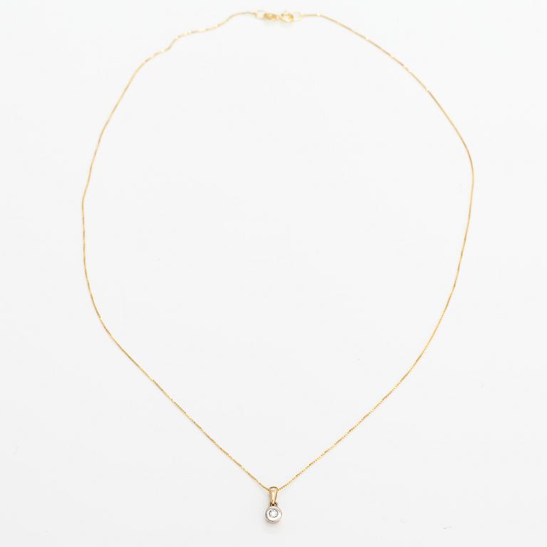 Kaulakoru, 14K kultaa, timantti n. 0.10 ct.
