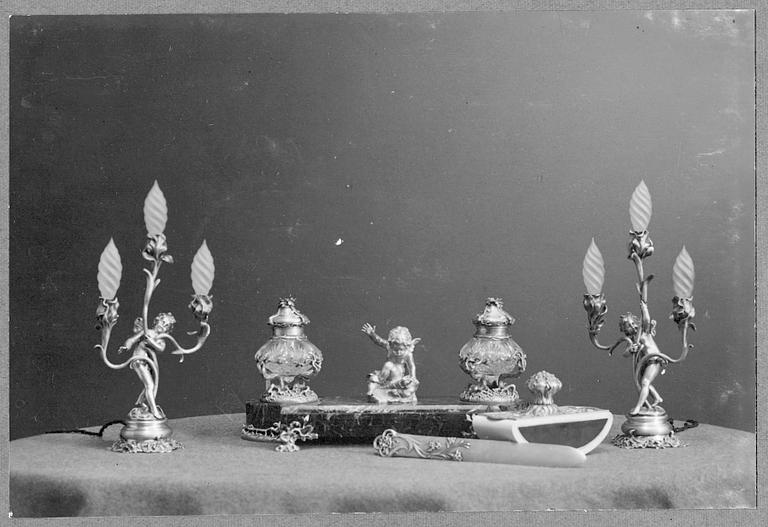 A pair of silver figurines, design by Auguste Moreau. W.A. Bolin, Moscow 1912-1917.