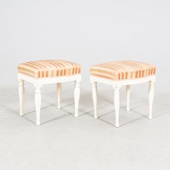 Carl Johan Wadström, a pair of signed late Gustavian signed stools.