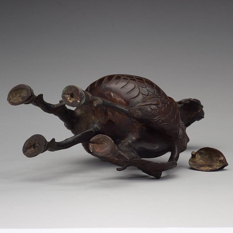A Japanese bronze censer with cover, 19th Century.