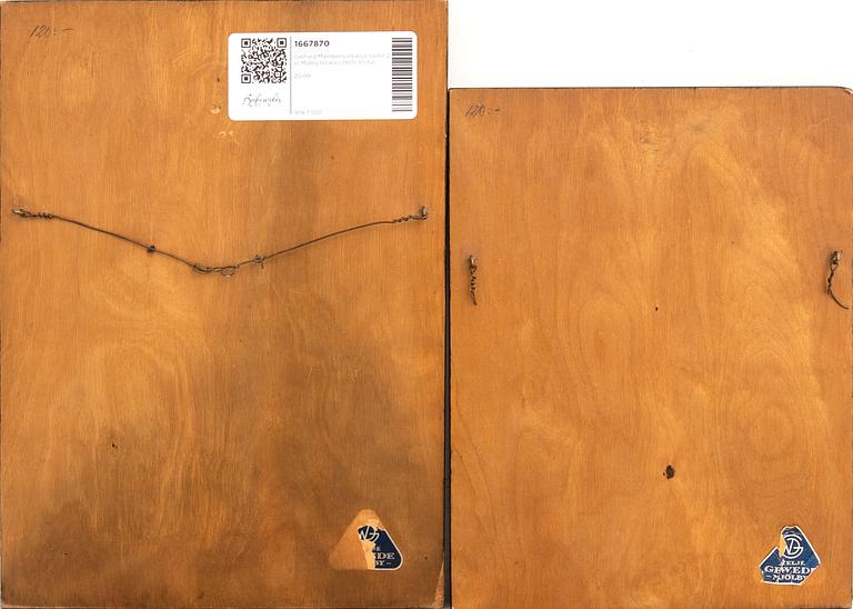 Gerhard Malmberg marquetry panels 2 pcs Mjölby Marquetry 1920s/30s.