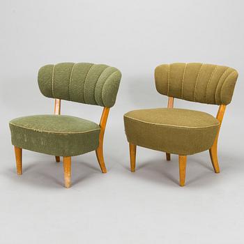 Lisa Johansson-Pape, fåtöljer, 2 st, "Handarbetsstolen" tillverkare Oy Stockmann Ab, Kervo Snickerifabrik, 1940-tal.