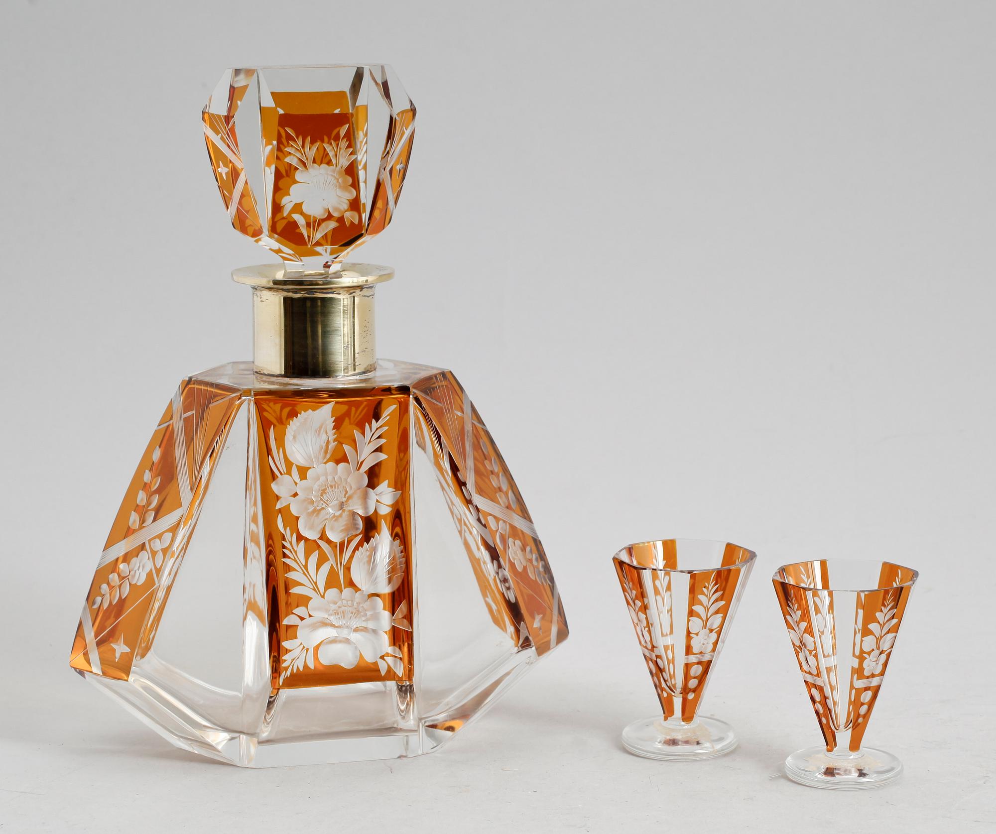 LIKÖRSERVIS, 13 delar, glas/silver, 1940-/50-tal.