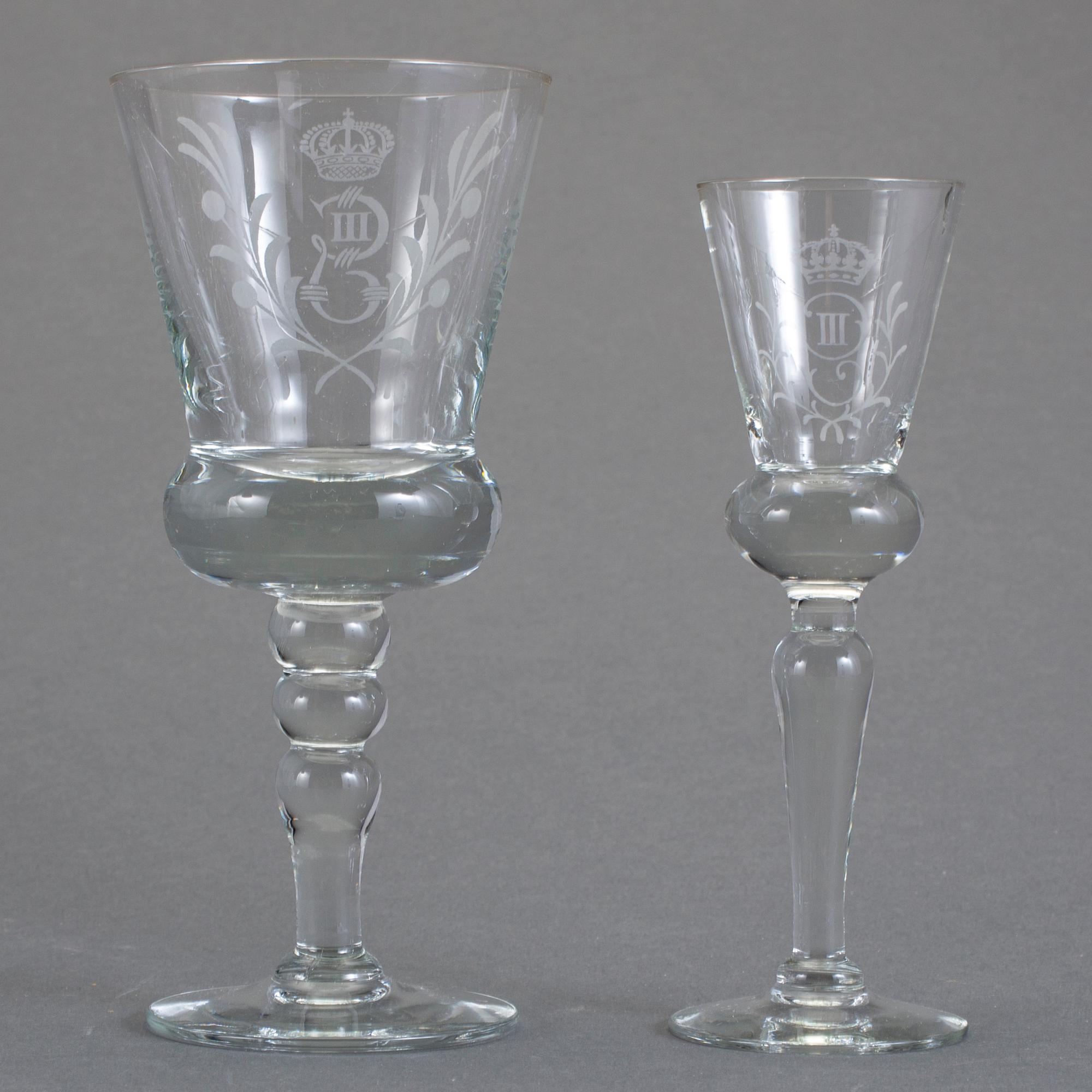 SERVISGLAS, 18 delar, Antik, GIII, Reijmyre.
