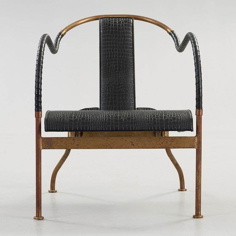 A Mats Theselius 'El Rey' brass and leather easy chair, Källemo, Sweden.