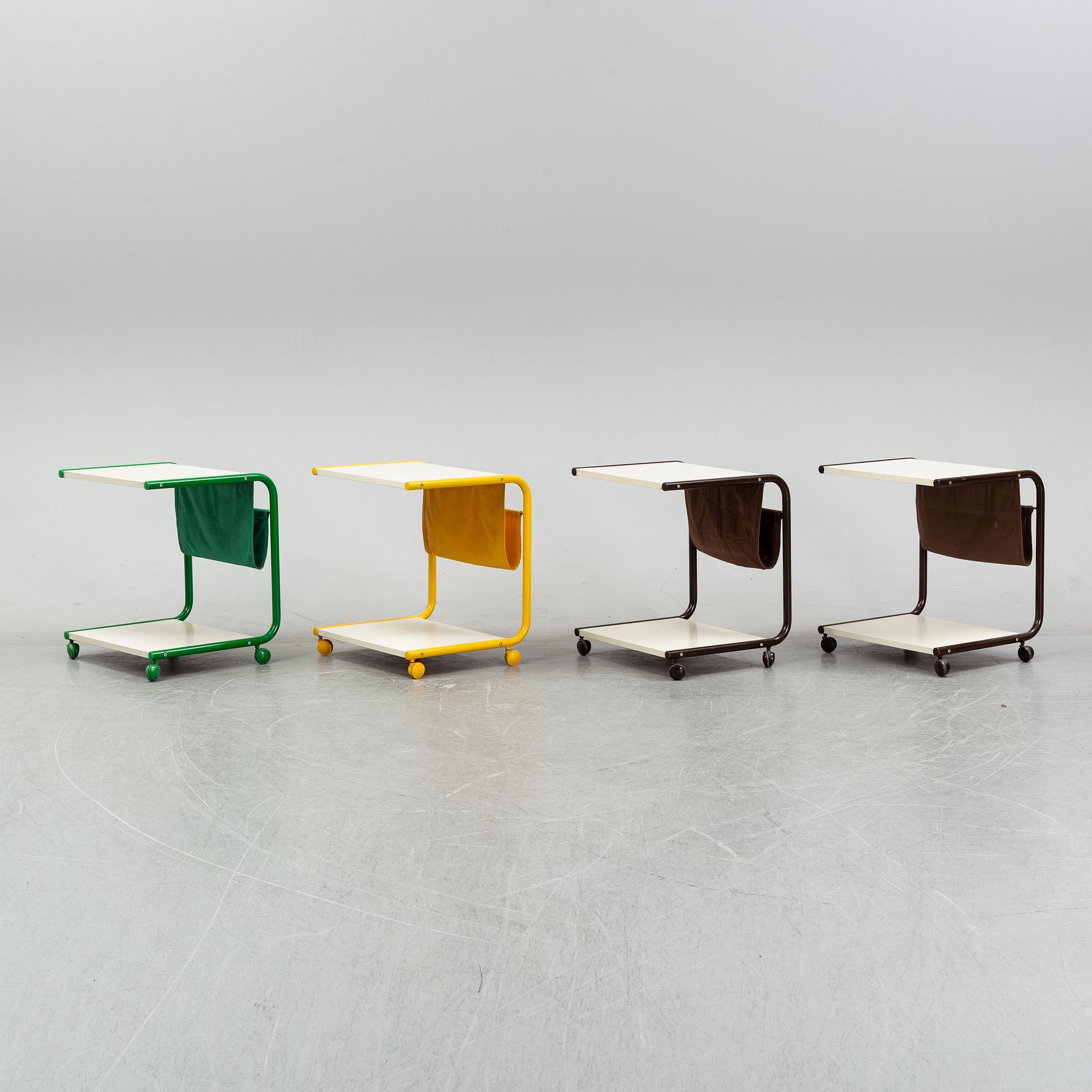 Four 'Strajk' tables on wheels by Thomas Jelinek, IKEA, 1970's.