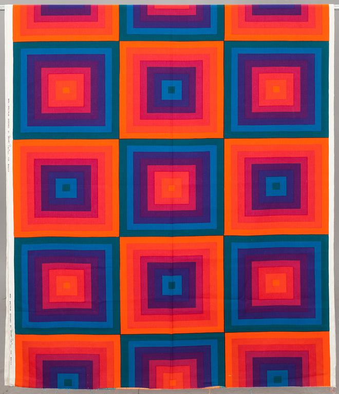 GARDINLÄNGD samt TYG, bomullskretong, Verner Panton för Mira-X. 1970-tal.