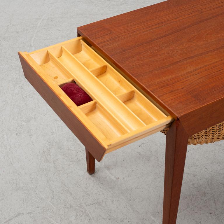 Severin Hansen, a 1950s/60s teak sewing table, Haslev Møbelsnedkeri, Denmark.