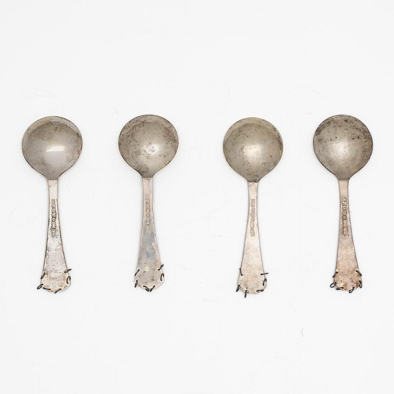 Guldsmed S Petersson i Söderhamn Ab, skedar, 4 st, sterlingsilver, Bollnäs, bl a 1989.