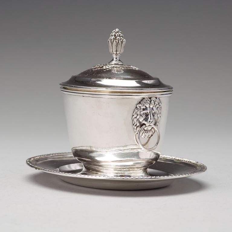 A Swedish 19th century parcel-gilt silver bowl and cover mark of Johan Petter Grönvall, Stockholm 1823.