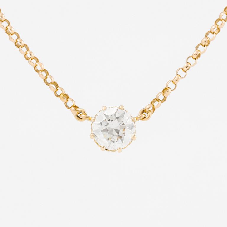 Hängsmycke 18K guld med en rund briljantslipad diamant.