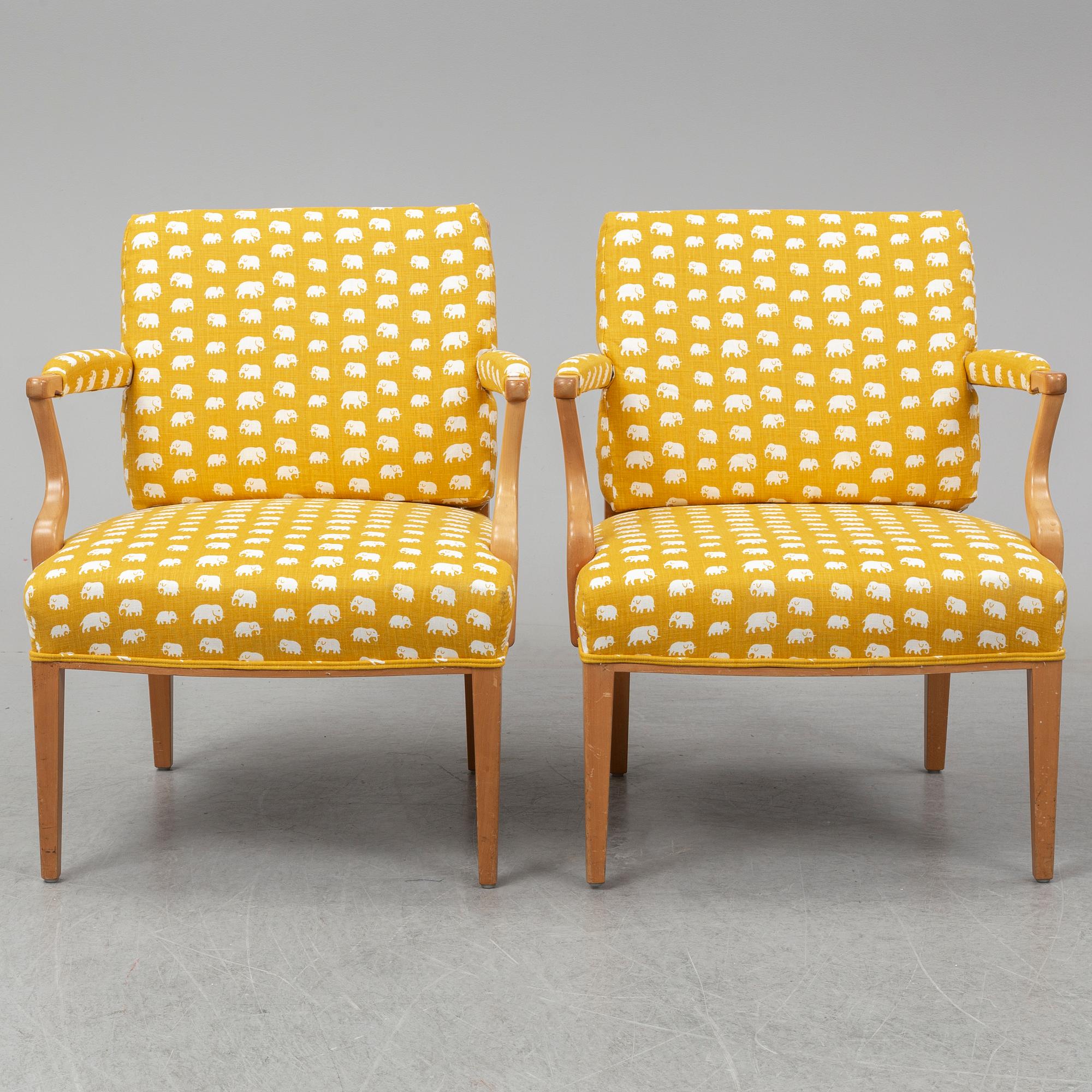 JOSEF FRANK, a pair of 969  armchairs, Firma Svensk Tenn.
