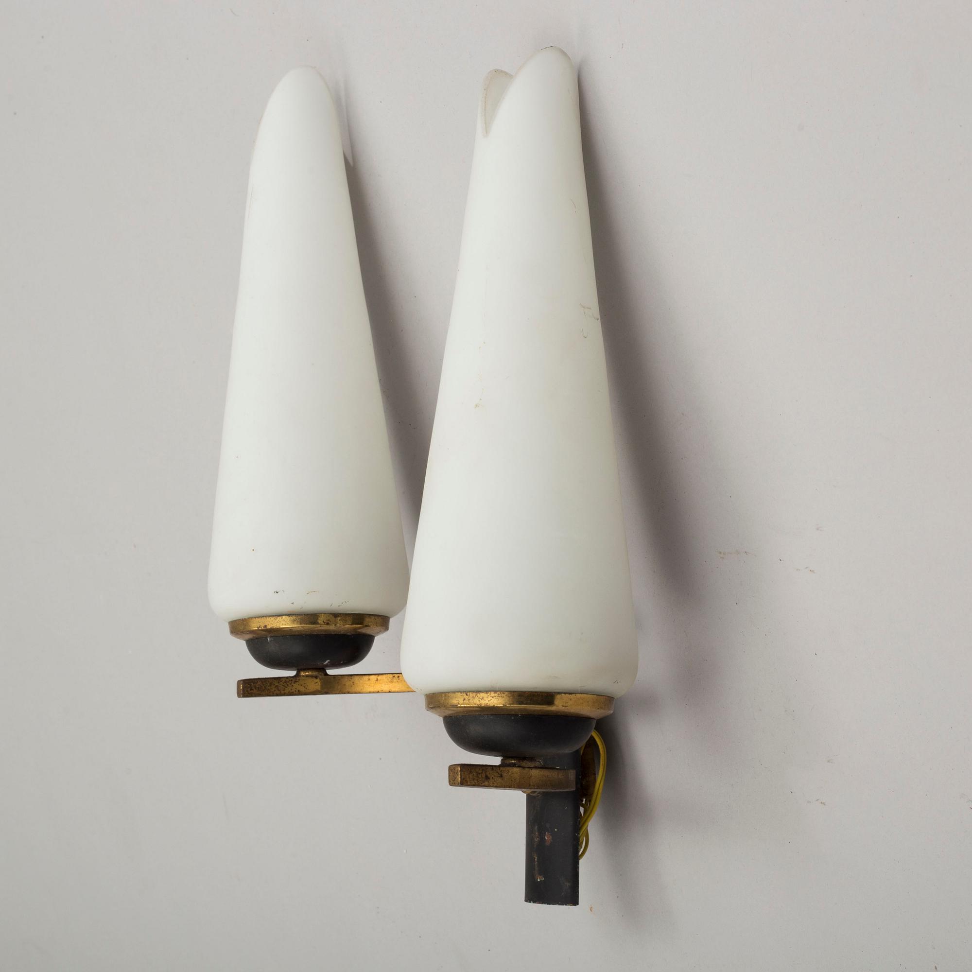 a set of four wall lamps, second half of the 20th century, possibly from Italy.