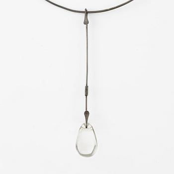 Vivianna Torun Bülow-Hübe, a necklace, silver with a glass drop, excecuted in her own studio most likely 1950's.