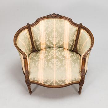 Bergere, fåtölj, Louis XVI-stil, Frankrike, omkring 1900.