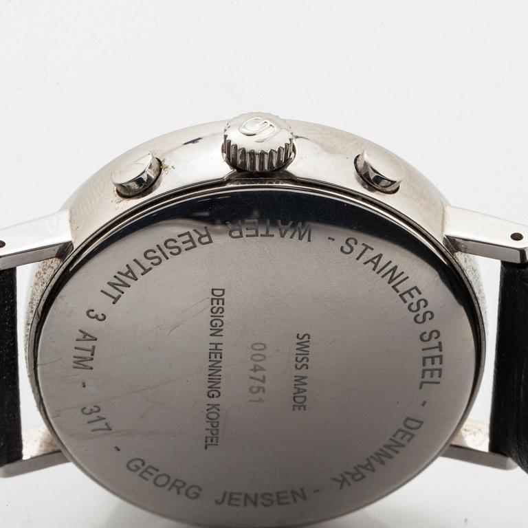 Henning Koppel, armbandsur, Georg Jensen, wristwatch, chronograph, 37 mm.