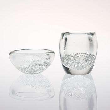 SKÅLAR, 2 st, glas, signerade K. Franck, Iittala.