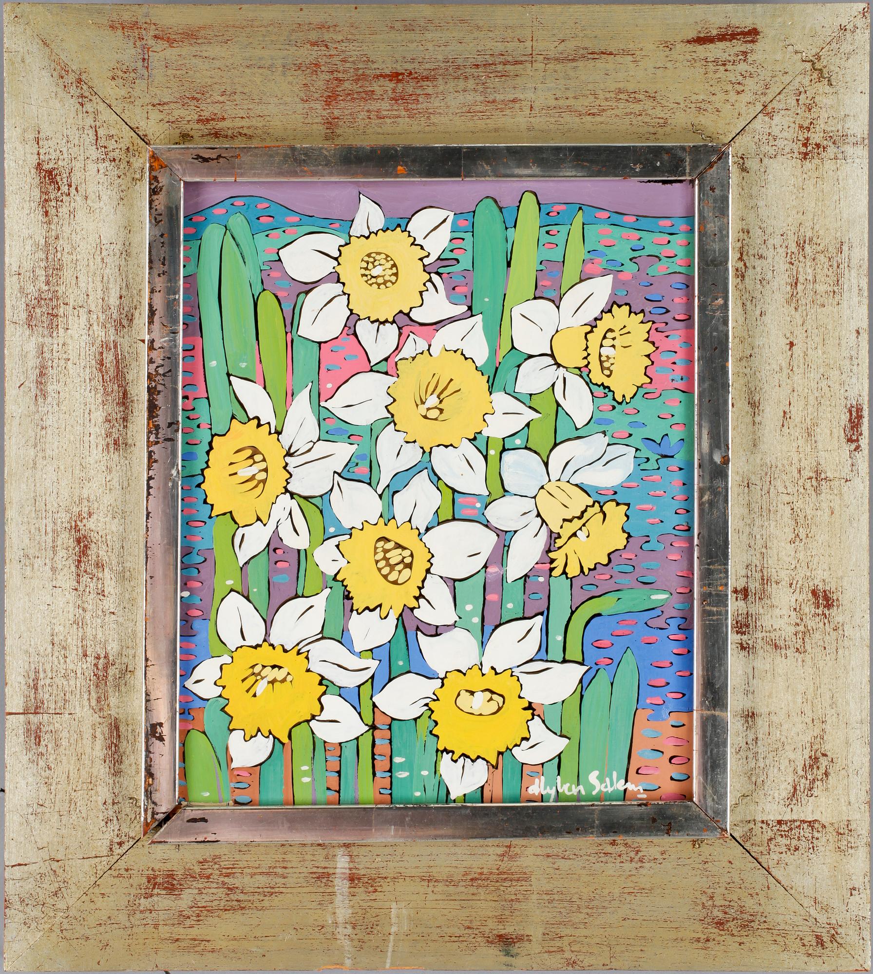 ALY BEN SALEM, gouache på glas. Sign.