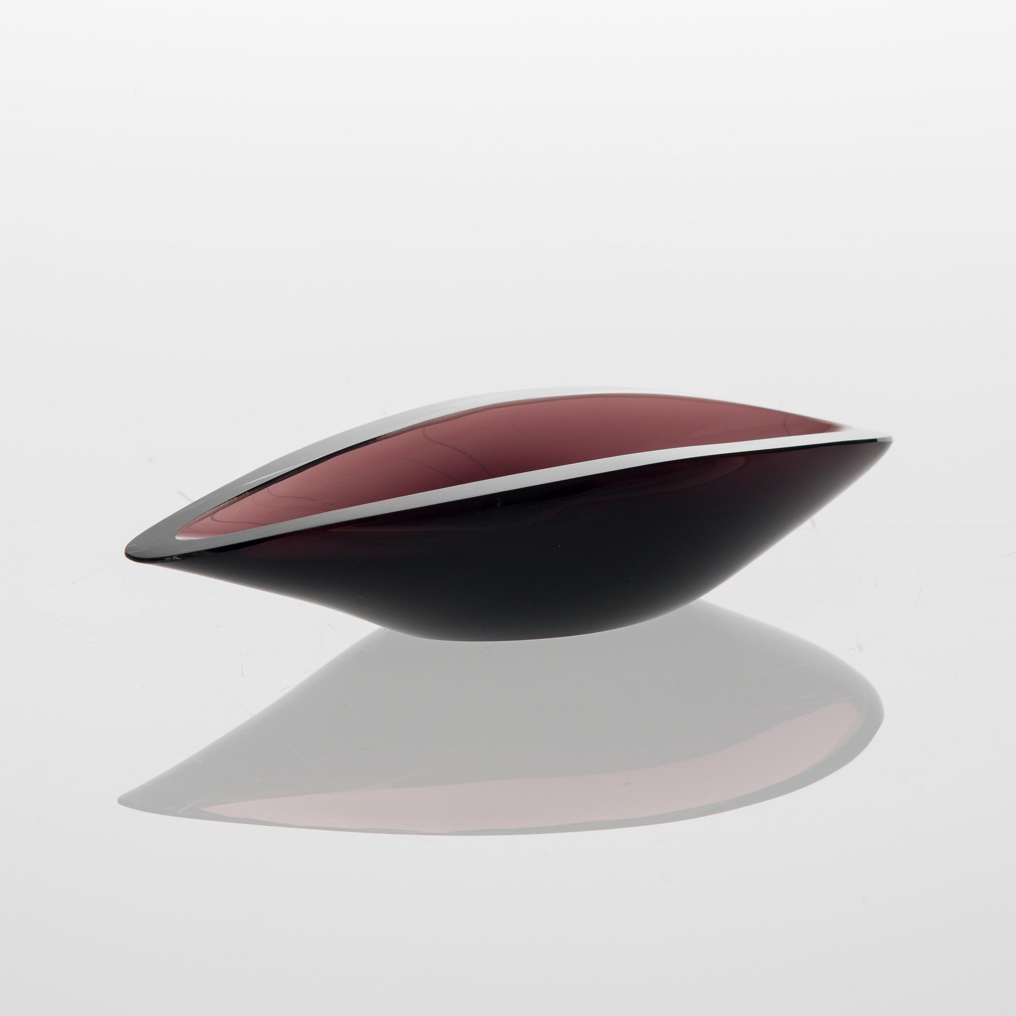 SKÅL, glas, "Videblad" signerad K. Franck, Nuutajärvi Notsjö -59.
