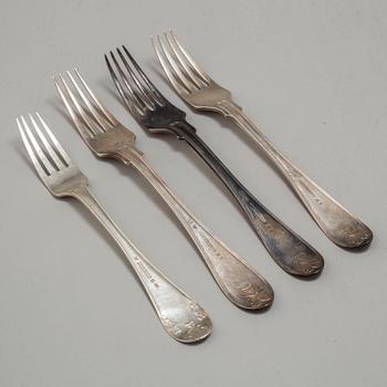 GAFFLAR, 12+3 st, silver 1800-talets mitt.